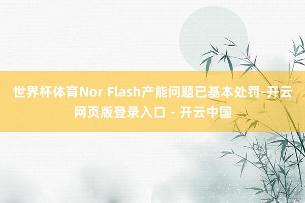 世界杯体育Nor Flash产能问题已基本处罚-开云网页版登录入口 - 开云中国